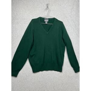 Lord&Taylor LambsWool Pullover Mens Sweater L Green Classic Casual holiday Offic